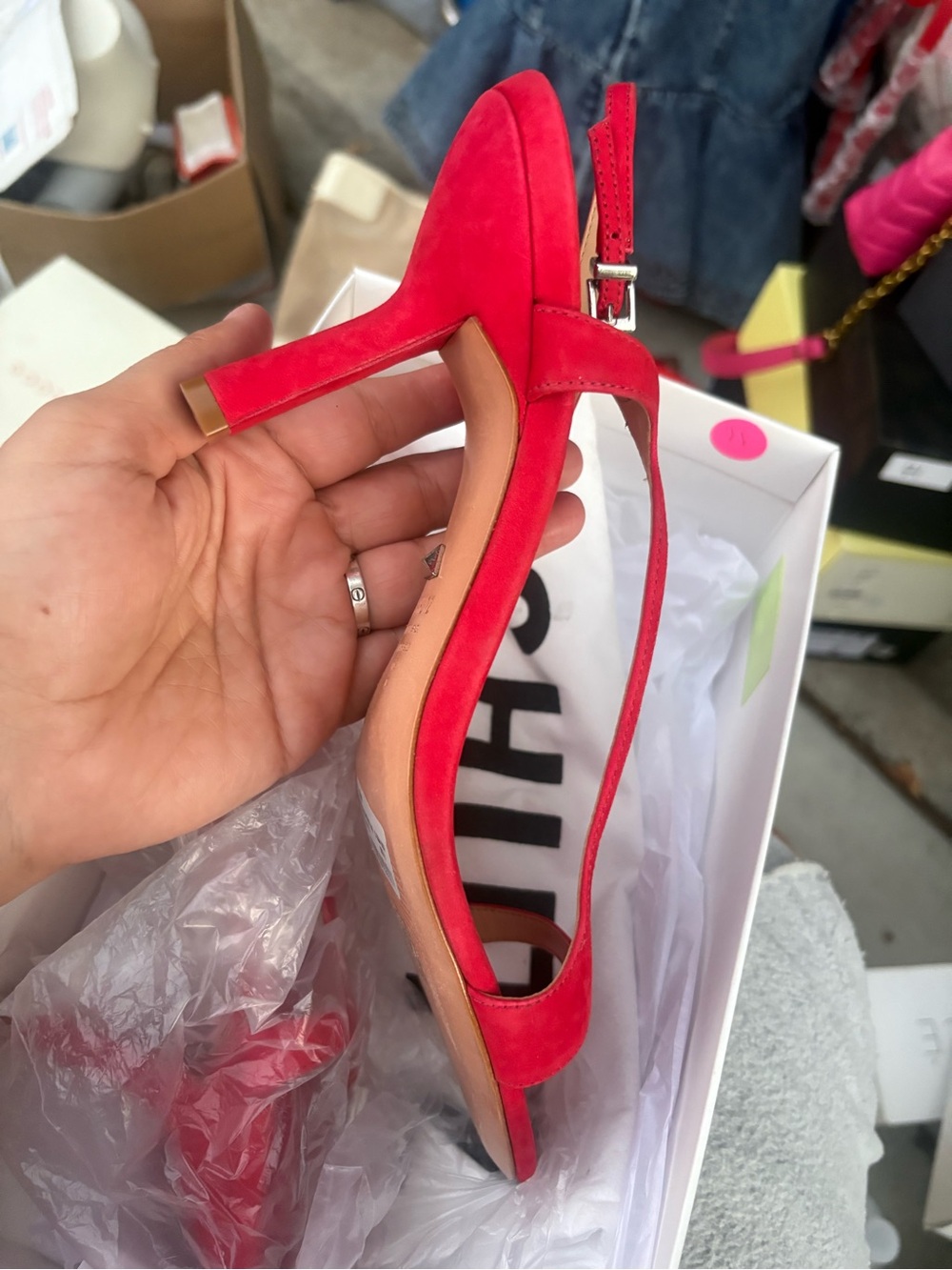 SCHUTZ Red Suede Slingback Pumps - Picture 8 of 8